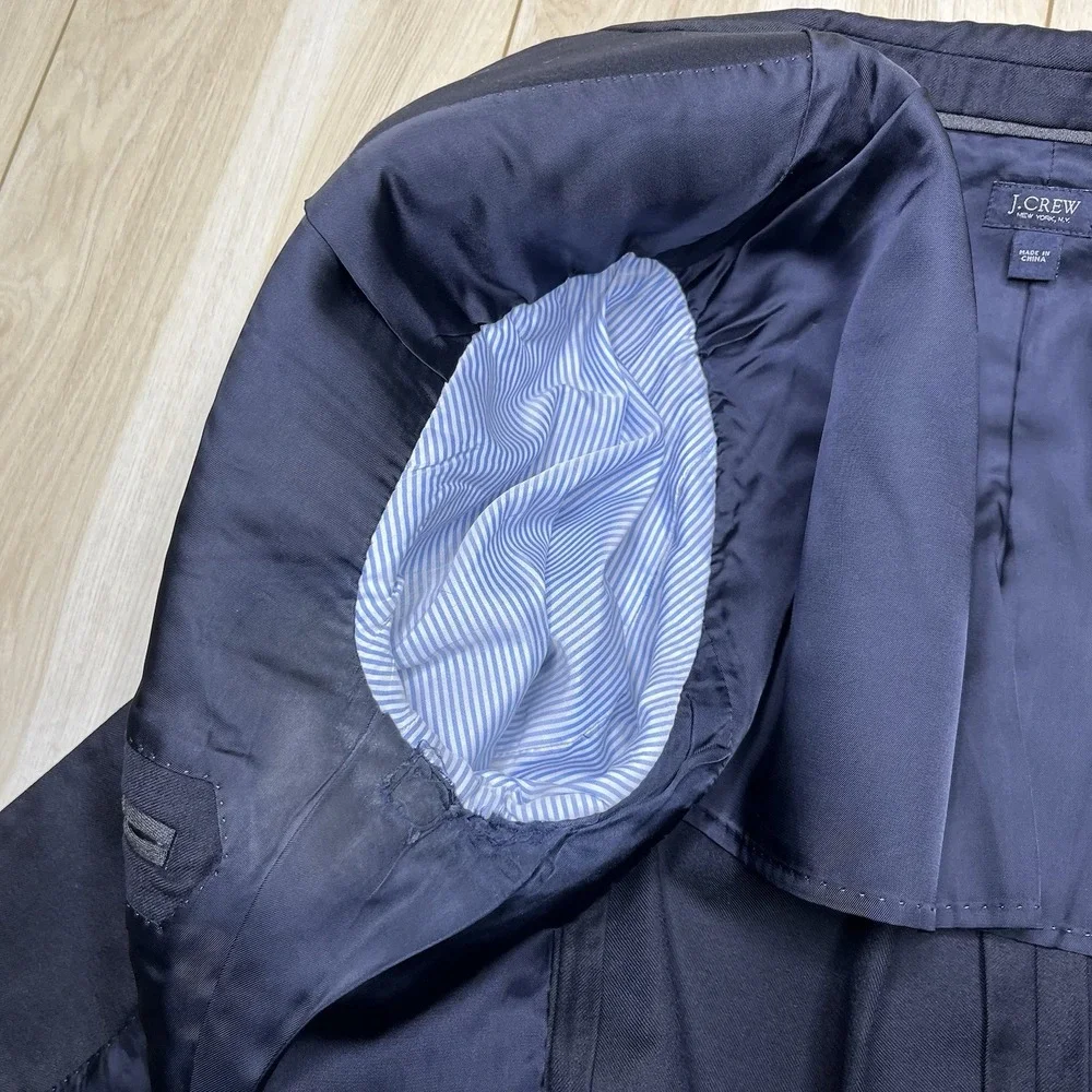 J. Crew Ludlow Jacket Loro Piana Italian Wool Half-Lined Blazer Navy Mens 40R